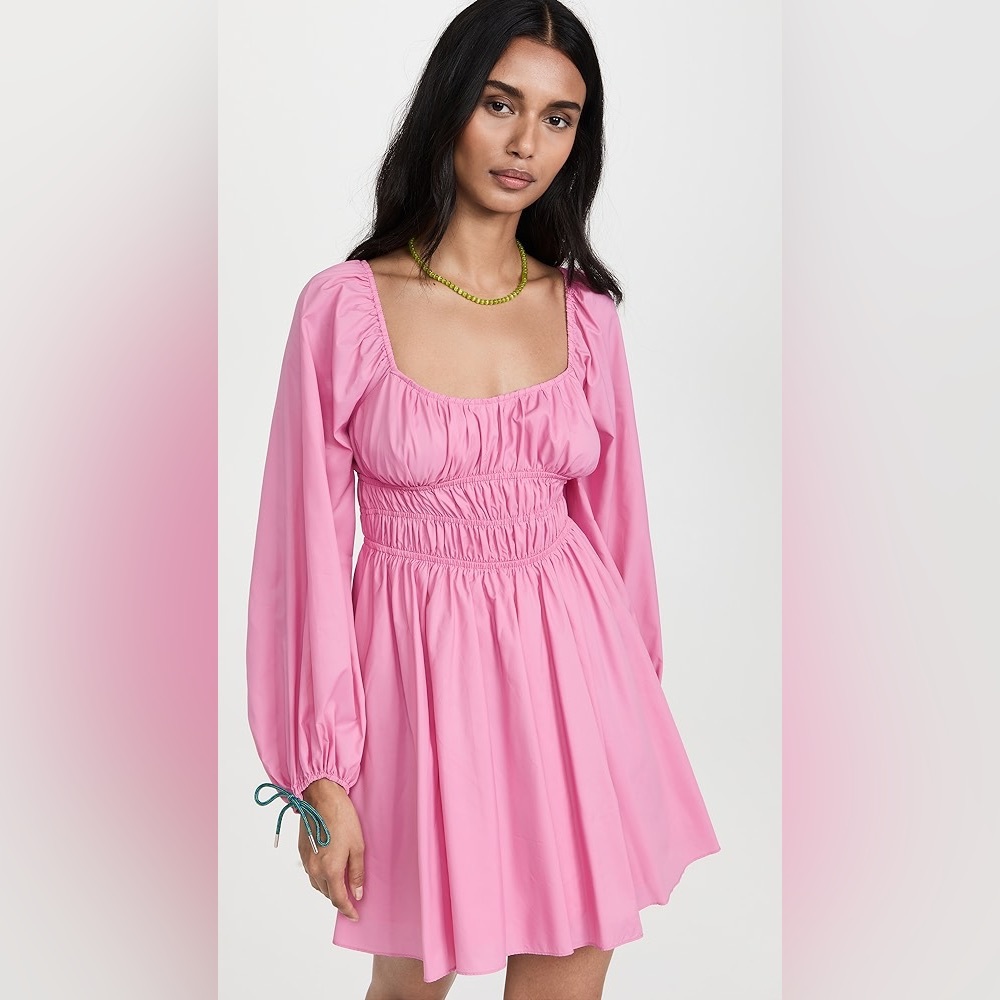 STAUD Pink Bow Mini Dress